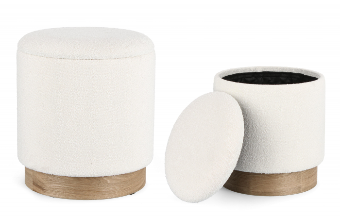 Set 2 pufuri Zoya cu spatiu de depozitare, MDF, Alb/Maro, 30.5/37x35/42 cm [3]