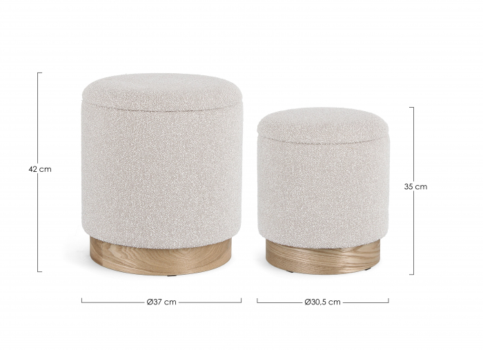 Set 2 pufuri Zoya cu spatiu de depozitare, MDF, Gri/Maro, 30.5/37xx35/42 cm [2]