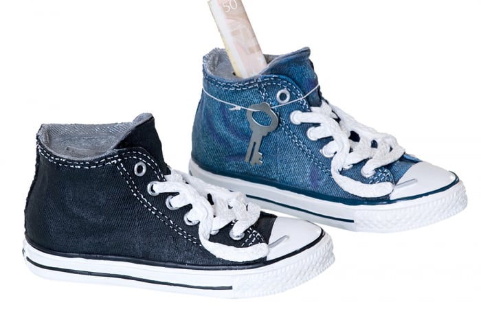 Set 2 pusculite Sneaker, poliacrilic panza, negru albastru, 7x17x10 cm