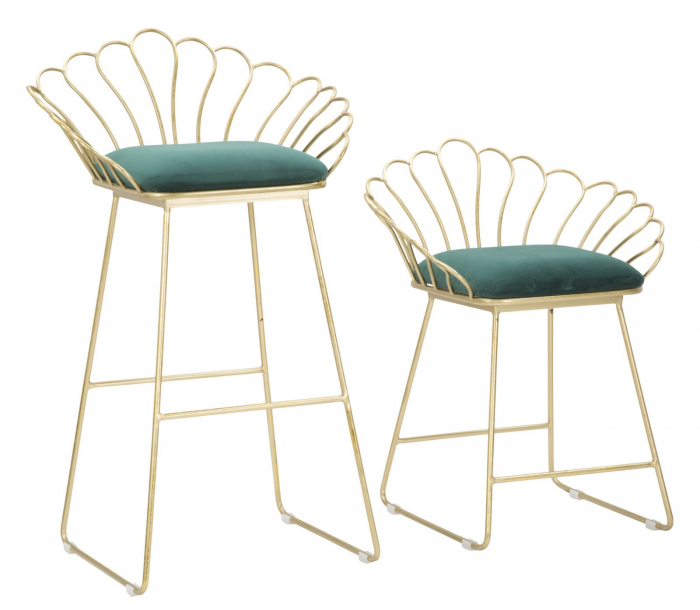 Set 2 scaune de bar GLAM FLOWER (cm) 57X52X94-56X48X72,50 lotusland.ro imagine noua 2022
