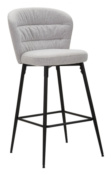 Set 2 scaune de bar Losanna, Lemn/Metal/Fibre sintetice, Gri/Negru, 108x52x59 cm [2]