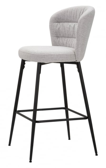 Set 2 scaune de bar Losanna, Lemn/Metal/Fibre sintetice, Gri/Negru, 108x52x59 cm [4]