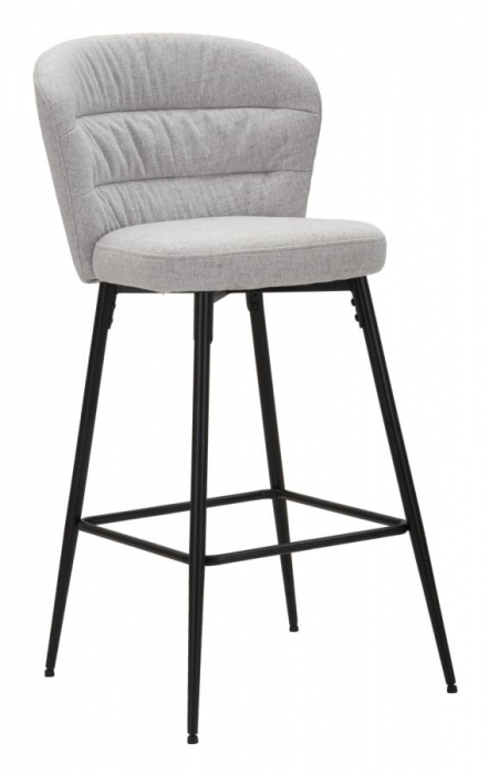 Set 2 scaune de bar Losanna, Lemn Metal Fibre sintetice, Gri Negru, 108x52x59 cm