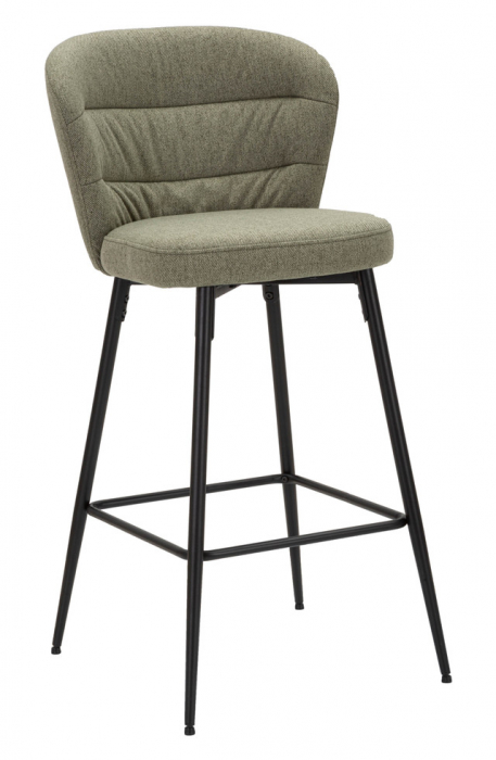 Set 2 scaune de bar Losanna, Lemn/Metal/Fibre sintetice, Verde/Negru, 108x52x59 cm [2]