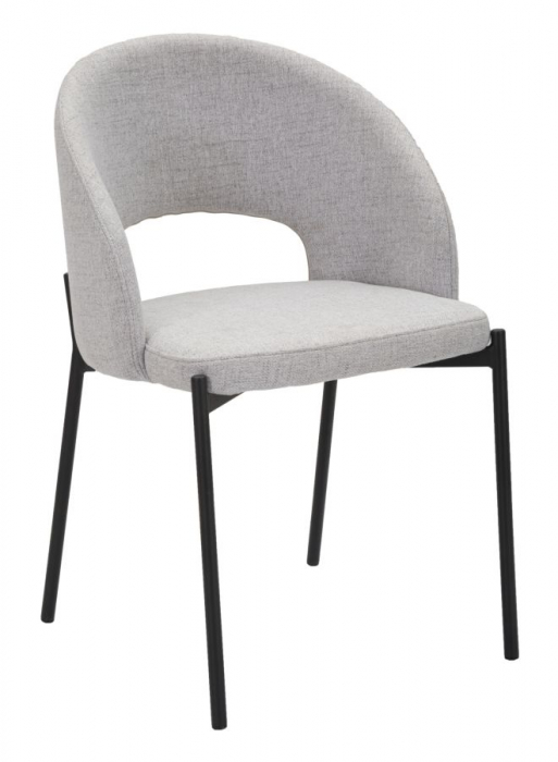 Set 2 scaune Helsinki, Lemn Metal Fibre sintetice, Gri Negru, 80x51x53 cm