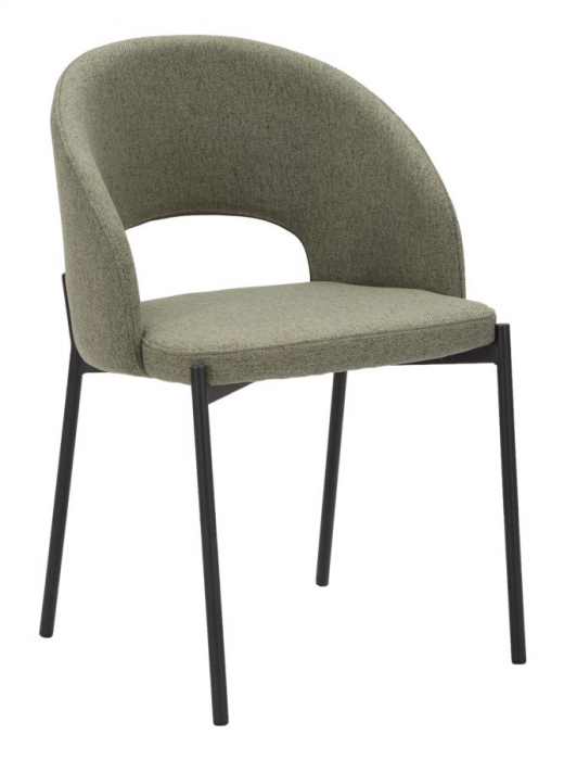 Set 2 scaune Helsinki, Lemn Metal Fibre sintetice, Verde Negru, 80x51x53 cm