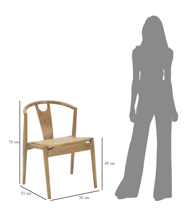 Set 2 scaune Japan -B-, ASH WOOD AND RATTAN, Maro, 76x56x53 cm [10]