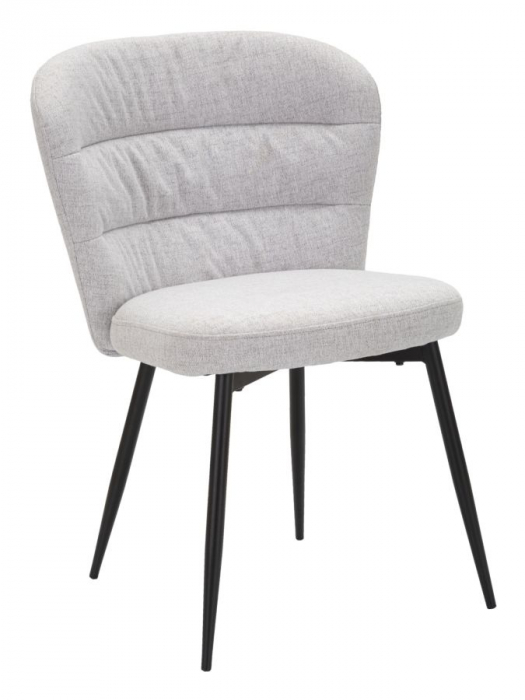 Set 2 scaune Losanna, Lemn Metal Fibre sintetice, Gri Negru, 85x58x60.5 cm