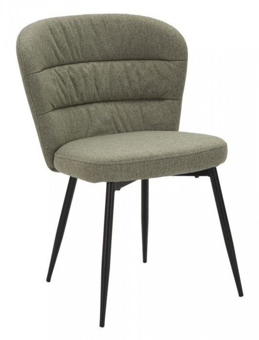 Set 2 scaune Losanna, Lemn Metal Fibre sintetice, Verde Negru, 85x58x60.5 cm