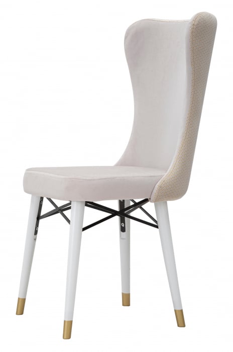 Set 2 scaune Mimoza, Fier/Lemn/Poliester, Crem/Alb/Auriu, 99x40x65 cm [10]