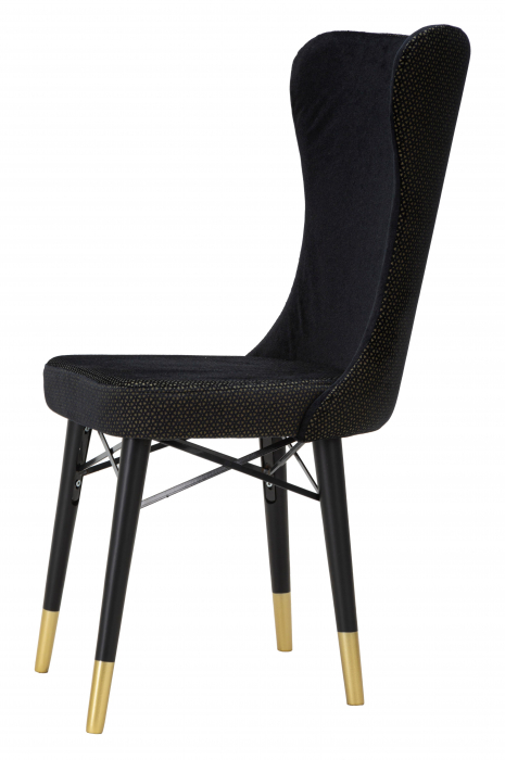 Set 2 scaune Mimoza, Fier/Lemn/Poliester, Negru/Auriu, 99x40x65 cm [8]