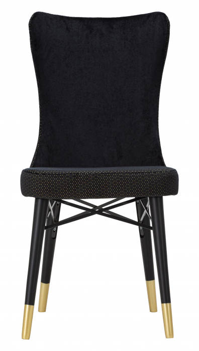 Set 2 scaune Mimoza, Fier/Lemn/Poliester, Negru/Auriu, 99x40x65 cm [9]