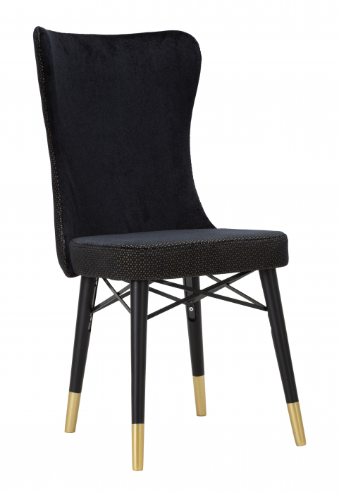 Set 2 scaune Mimoza, Fier/Lemn/Poliester, Negru/Auriu, 99x40x65 cm [10]