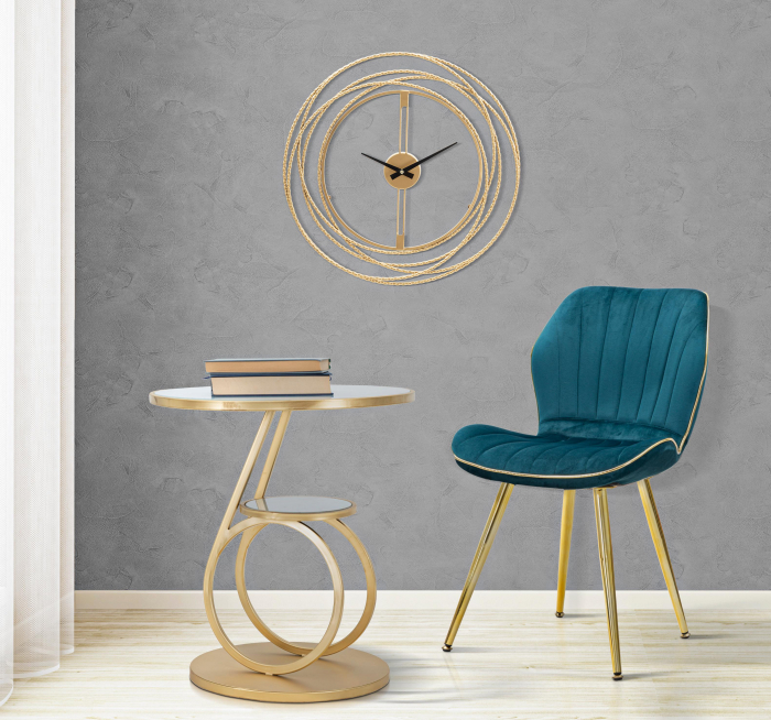 Set 2 scaune Paris Space, Lemn Sintetic Fier, Albastru Auriu, 77x46x58 cm lotusland.ro