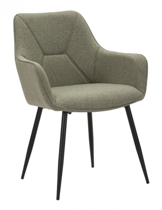 Set 2 scaune Vicenza, Lemn Metal Fibre sintetice, Verde Negru, 85.5x58x63 cm
