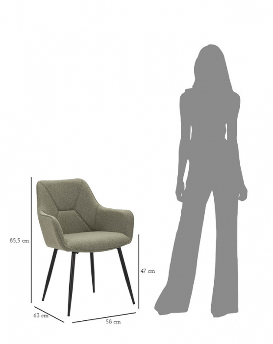 Set 2 scaune Vicenza, Lemn/Metal/Fibre sintetice, Verde/Negru, 85.5x58x63 cm [10]