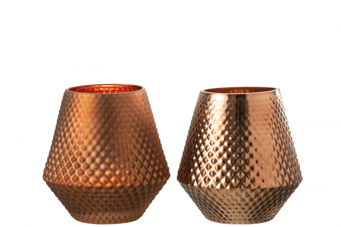 Set 2 suporturi Cari, Sticla, Copper, 17x17x18 cm [2]