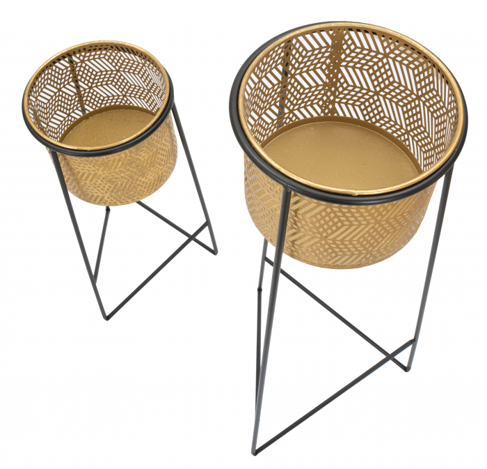Set 2 suporturi flori COUPLE EXY, Metal, Auriu/Negru, 37x76 - 27x51 cm [5]