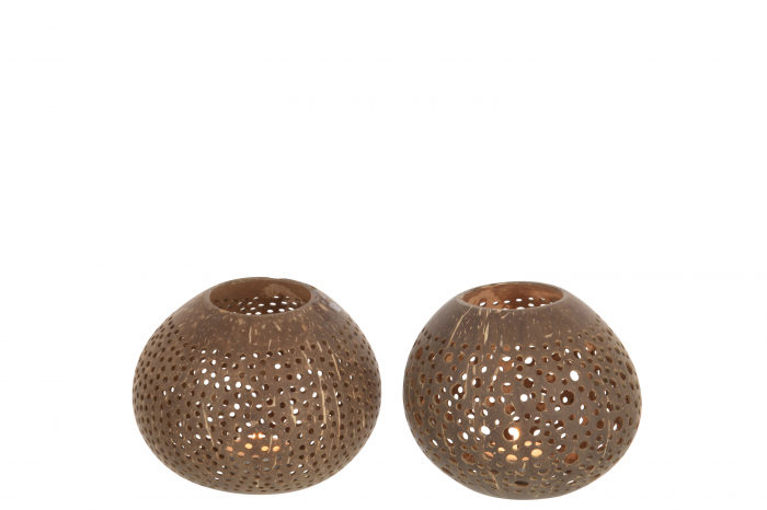 Set 2 suporturi lumanare Coconut, Bambus, Maro, 15x15x12 cm [3]