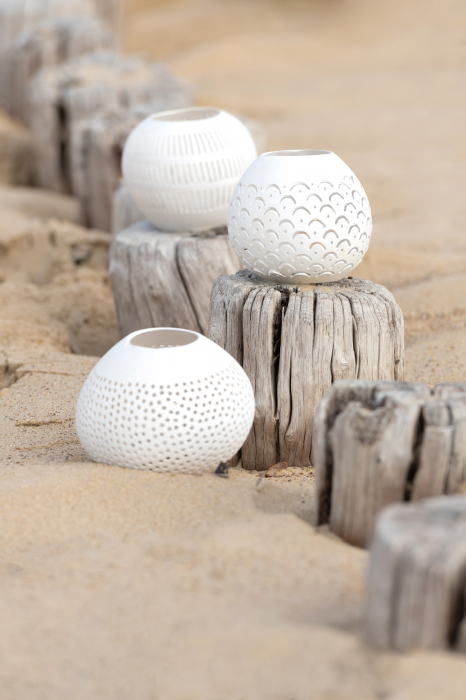 Set 2 suporturi lumanare Coconut, Rattan/Bambus, Alb, 27.5x14.5x12 cm [4]