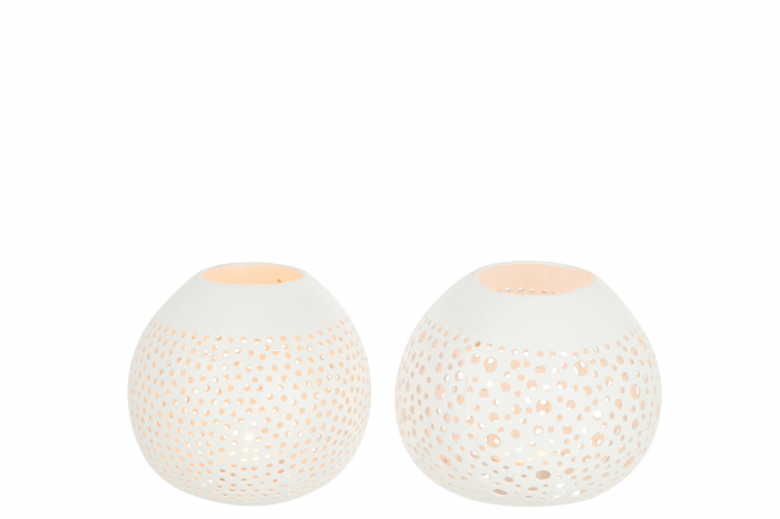 Set 2 suporturi lumanare Coconut, Rattan/Bambus, Alb, 27.5x14.5x12 cm [2]