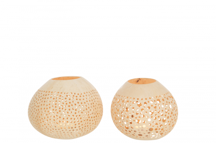 Set 2 suporturi lumanare Coconut, Rattan/Bambus, Natural, 14x14x11.5 cm [2]