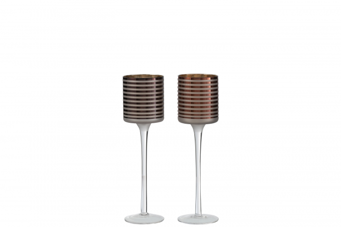 Set 2 suporturi lumanare Holder, Sticla, Maro, 7x7x25 cm [2]