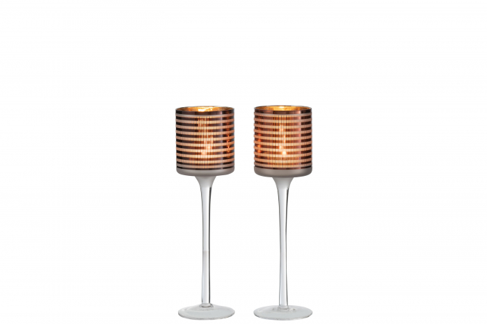 Set 2 suporturi lumanare Holder, Sticla, Maro, 7x7x25 cm [3]