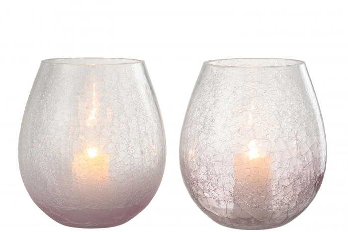 Set 2 suporturi lumanari Craquelure, Sticla, Mov, 19x19x21 cm [2]