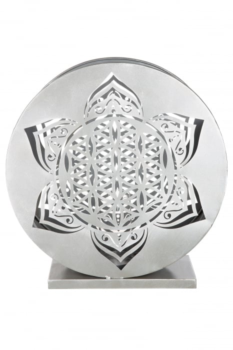Set 2 suporturi lumanari Mandala, Metal, Argintiu, 13 cm [4]