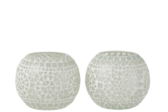Set 2 suporturi lumanari, Sticla, Alb, 11x11x9 [1]
