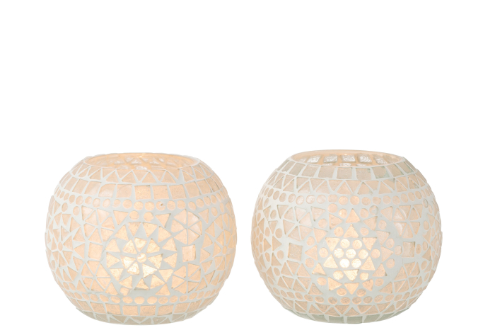 Set 2 suporturi lumanari, Sticla, Alb, 11x11x9 [2]