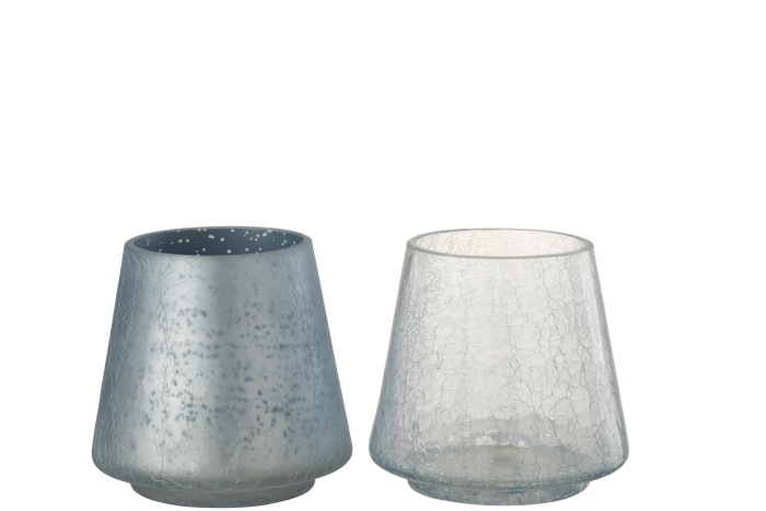 Set 2 suporturi lumanari, Sticla, Albastru, 12x12x14.5 [2]