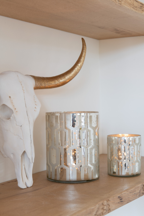 Set 2 suporturi lumanari, Sticla, Argintiu, 8x8x9.5 [5]