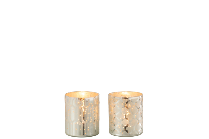 Set 2 suporturi lumanari, Sticla, Argintiu, 8x8x9.5 [3]