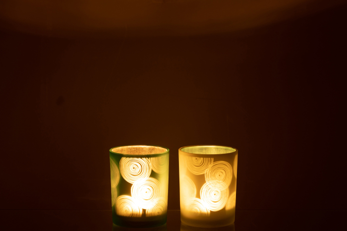 Set 2 suporturi lumanari, Sticla, Multicolor, 10x10x12.5 [3]