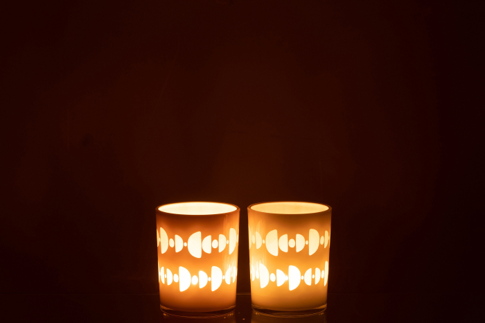 Set 2 suporturi lumanari, Sticla, Multicolor, 10x10x12.5 [4]