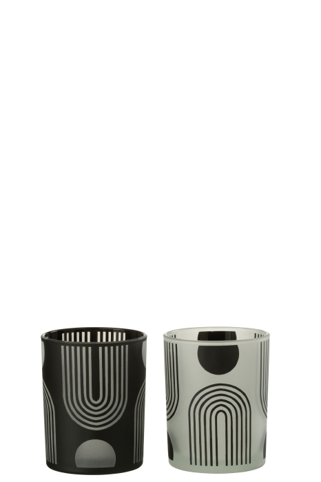 Set 2 suporturi lumanari, Sticla, Multicolor, 10x10x12.5 [2]