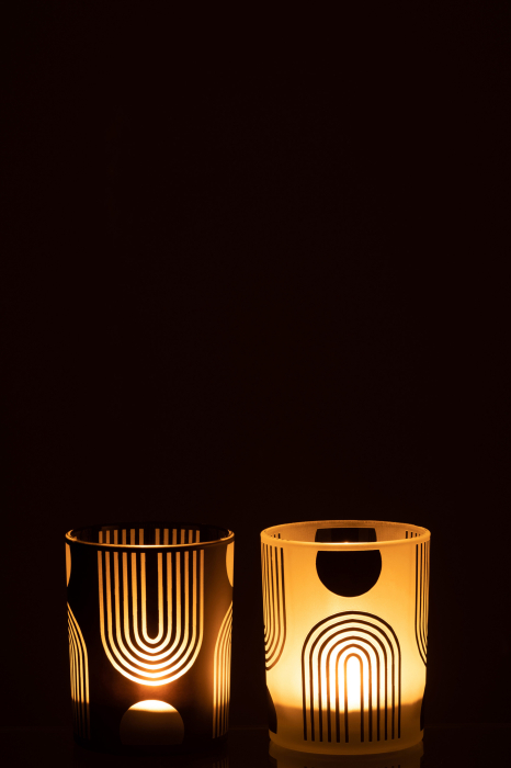 Set 2 suporturi lumanari, Sticla, Multicolor, 10x10x12.5 [4]