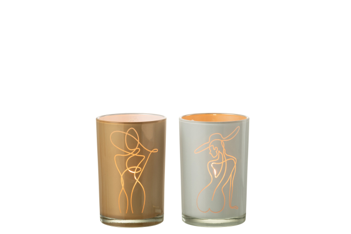 Set 2 suporturi lumanari, Sticla, Multicolor, 12x12x18 [3]