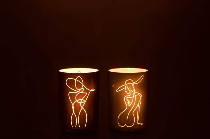 Set 2 suporturi lumanari, Sticla, Multicolor, 12x12x18 [4]