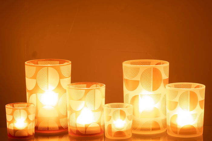 Set 2 suporturi lumanari, Sticla, Multicolor, 12x12x18 [7]