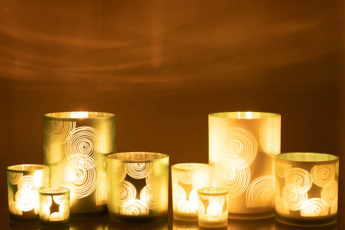 Set 2 suporturi lumanari, Sticla, Multicolor, 17x17x24 [6]