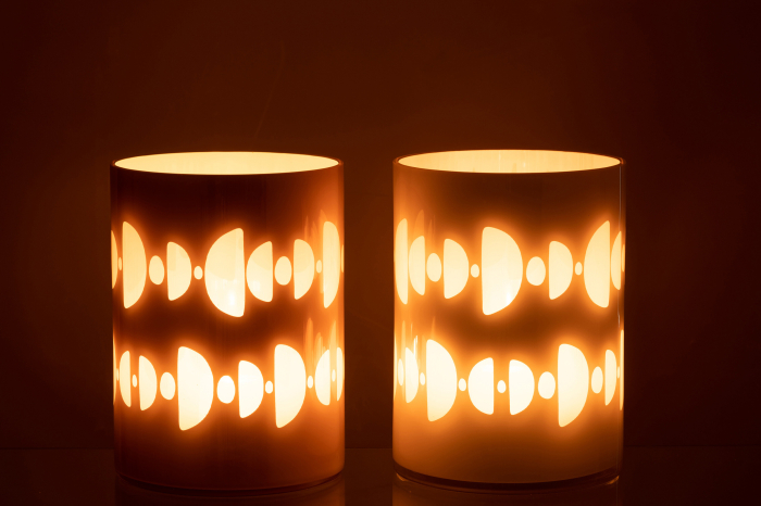 Set 2 suporturi lumanari, Sticla, Multicolor, 17x17x24 [4]