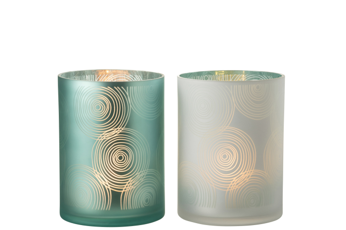 Set 2 suporturi lumanari, Sticla, Multicolor, 17x17x24 [2]