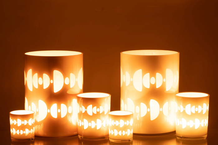 Set 2 suporturi lumanari, Sticla, Multicolor, 17x17x24 [7]