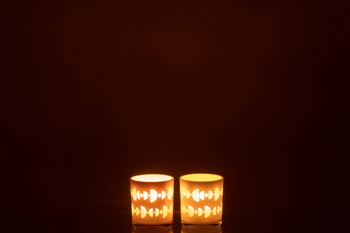 Set 2 suporturi lumanari, Sticla, Multicolor, 7.5x7.5x8 [4]