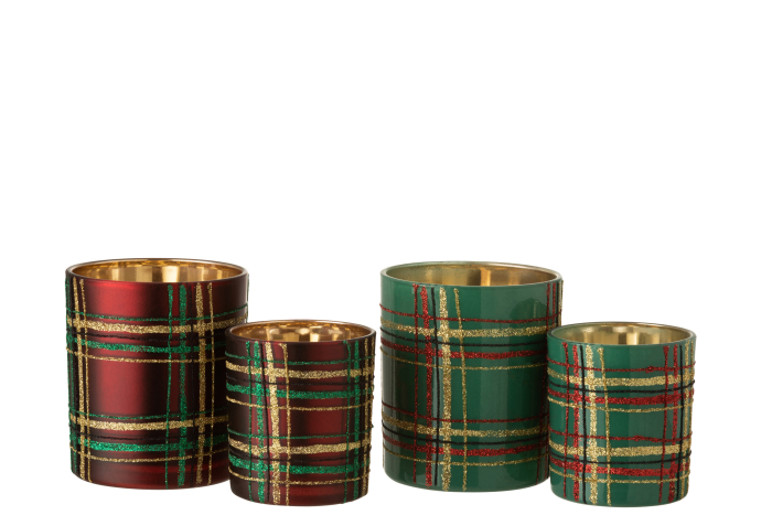 Set 2 suporturi lumanari, Sticla, Rosu, 9x9x10 cm [5]