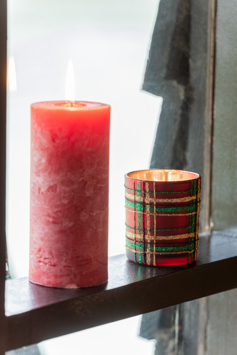 Set 2 suporturi lumanari, Sticla, Rosu, 9x9x10 cm [9]