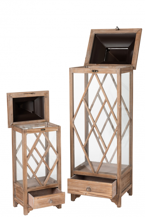 Set 2 felinare Jolipa, Sticla, Maro, 34x28x11.5 cm [2]